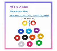 5~20 piezas M3 X 6mm aluminio anodizado métrico arandelas planas coloridas junta espaciadora espesor 0,25/0,5/1/1,5/2/2,5/3mm(Grey,M3 x 6mm x 3mm,20Pcs)