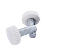 5-20 piezas M4 M5 M6 negro blanco redondo caucho moleteado tornillo de pulgar cabeza redonda tornillo de mano plástico apriete tuercas de perno (blanco, M6_16 mm (10 piezas))