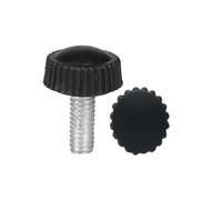 5-20 piezas M4 M5 M6 negro blanco redondo caucho moleteado tornillo de pulgar cabeza redonda tornillo de mano plástico apriete tuercas de perno (negro, M6_20 mm (10 piezas))