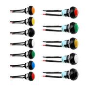 5/20 piezas PBS-33B interruptor de botón de bloqueo automático de reinicio automático momentáneo de 12mm encendido apagado 2 pines pequeño redondo con Cable de alambre(Red Locking,20PCS)