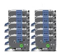 5 ~ 20 unidades TZe241 de 18 mm compatibles con cinta TZe de 18 mm TZe-241 TZe141 TZe441 TZe541 TZe641 TZe741 para etiquetadora Brother PT (10 unidades, negro sobre azul)