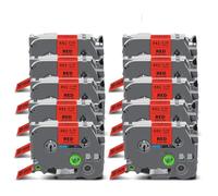 5 ~ 20 unidades TZe241 de 18 mm compatibles con cinta TZe de 18 mm TZe-241 TZe141 TZe441 TZe541 TZe641 TZe741 para etiquetadora Brother PT (10 unidades, negro sobre rojo)