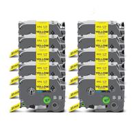 5 ~ 20 unidades TZe241 de 18 mm compatibles con cinta TZe de 18 mm TZe-241 TZe141 TZe441 TZe541 TZe641 TZe741 para etiquetadora Brother PT (10 unidades negro sobre amarillo)
