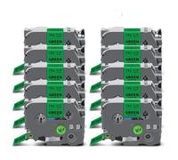 5 ~ 20 unidades TZe241 de 18 mm compatibles con cinta TZe de 18 mm TZe-241 TZe141 TZe441 TZe541 TZe641 TZe741 para etiquetadora Brother PT (10 unidades, negro sobre verde)