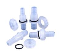 5 ~ 200 piezas M12~M16 a 8~12 mm PP Pagoda Conectores directos tuerca hexagonal junta tórica tanque acuario bomba adaptador irrigación agua manguera junta (12-M16-12 con ORing, 50 piezas con tuerca)