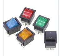 5/20Pcs Industrial Switches, KCD4 4/6Pin Snap-in ON/Off Rocker Switch 25x31mm 16A 250V AC/850(Blue 4PIN,5PCS)