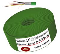 MAS Premium Cable KNX 5-250m EIB-Y(St) Y 2x2x0,8 GN cable de telecomunicaciones tuberías de autobús tuberías de bus en tecnología de sistemas de edificios (160m)