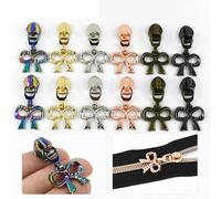 5-30 unidades 5# Bow Zipper Sliders Rhinestone Zip Heads for Bags Jacket Clothes Decorative Zip Repair Kits Sewing Accessories (Plata, 20PCS_FORNYLON)
