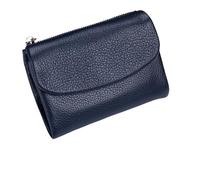 5.3In Short Genuine Leather Coin Card Holder, Unisex Leather Wallet, Leather Small Coin Purse with Credit Card Holder and Cash Slots (Dark Blue)