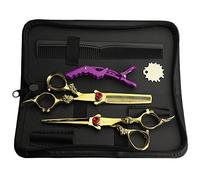 5.5/6/7/7.5/8/9 pulgadas Juego de tijeras de peluquería doradas para adelgazar el cabello y tijeras de pelotijeras para cortar el pelo y maquinilla (6 pulgadas y 2 piezas-C)