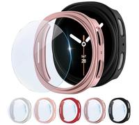 5+5 Pack Rígida PC Estuche+Protector de Pantalla para Samsung Galaxy Watch 8 Case 40mm Mujer Hombre,Cobertura Completa Hard PC Funda HD Cristal Templado Pantalla para Samsung Watch 8 Estuche 40mm