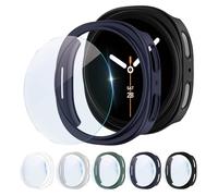 5+5 Pack Rígida PC Estuche+Protector de Pantalla para Samsung Galaxy Watch 8 Case 44mm Mujer Hombre,Cobertura Completa Hard PC Funda HD Cristal Templado Pantalla para Samsung Watch 8 Estuche 44mm