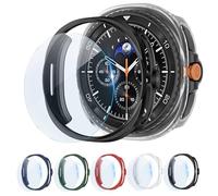 5+5 Pack Rígida PC Estuche+Protector de Pantalla para Samsung Galaxy Watch 8 Classic Case 46mm Mujer Hombre,Cobertura Completa Hard PC Funda HD Cristal Templado Pantalla para Samsung Watch 8 Classic