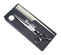 5.5 pulgadas profesional peluquero tijeras japonesas 440C corte de pelo tijeras(Corte plano de 7 pulgadas-A)