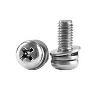 5-50pcs M2/M2.5/M3/M4/M5/M6 Tornillos con cabeza de botón de ranura cruzada tipo-PB con arandela en acero al carbono chapado niquel, M6x10mm