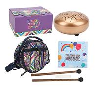 5.5in 8 Tones Tongue Drum, Steel Ti Alloy Percussion Instrument, Ethereal Hand Drum with Drumsticks, Monkey Pattern Design for Beginners and Music Lovers, Includes Storage Bag and