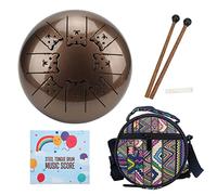 5.5in Tongue Drum 8 Tone, Steel Ti Alloy Hand Drum Set, Percussion Instrument with Pattern, Includes Drumsticks Music Score Scale Sticker, for Yoga Meditation Music Education