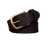 5.5mm Thick Vintage Washed Leather Belt, Engraved Western Pattern With Solid Brass Buckle - Casual Essential(Black,110cm/43)