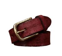 5.5mm Thick Vintage Washed Leather Belt, Engraved Western Pattern With Solid Brass Buckle - Casual Essential(Reddish Brown,110cm/43)