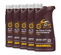 5 (5x1) Litro 7830 Mannol SAE 20W-50 de Moto / Quad Aceite / para Jaso MA2