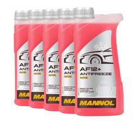 5 (5x1) Litro Mannol Anticongelante AF12 + Fertiggemisch Rojo 40 °C)