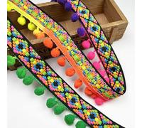 5.6 Metros Borla Trim Band Pompom Trim Pom Trim Pom Bobble Ribbon Cinta Pompon Cinta Para Coser Recortar La Cinta De Coser Para La DecoracióN De Los Accesorios De Los Suministros Del Arte De Diy (L)