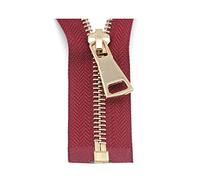 5# 60/70/80/90/100/120/150cm Cremallera de metal dorado Cierre automático de extremo abierto para coser Ropa Cremallera, Vino rojo, 90cm