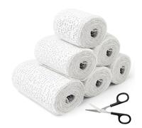 5/7.5/10cm x 2.7m Rollo de Vendas de Escayola, 6 Rollos Vendaje Ideal para Hacer Moldes, Transpirabilidad Tela de Yeso para Modelar, Excelente Plasticidad Esparadrapo Artístico para Creativo Máscara