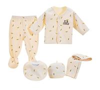 5/7 Piezas Conjunto Bebe Niña Recien Nacido Invierno de Ropa de Dormir + Sombrero + Pantalones + Babero +（2 Toalla de Saliva）, Fossen Ropa Bebe Niño Peleles 0-3 Meses (7 Piezas Amarillo~b, 0-3 Meses)