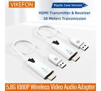 5,8G 1080P 30M inalámbrico Compatible con HDMI transmisor de Audio y vídeo extensor receptor adaptador de pantalla Dongle para TV Box Monitor PC Black Plastic