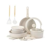 5/9/11/15/17pcs Gourmetific Cookware Set,Gourmetific Ceramic Cookware Set,5/15 Piece Nonstick Maifan Sets Detachable Handle,Oven Safe,Super Easy Clean (15pcs)