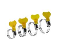 5 abrazaderas de manguera de acero inoxidable de 8-38 mm, 7 tamaños, ajustables, con mango de plástico amarillo, con giro manual, for tubo de conducción sinfín.(5pcs 25-38mm)