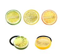 5 Accesorios para el Pelo en Forma de Limón y Naranja - Pinza Naranja, Pinza Lima Verde, Pinza Limón Amarillo, Elástico Lima Verde, Elástico Limón Amarillo - Accesorios de Pelo con Diseño de Frutas