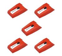 5 agujas de repuesto para tocadiscos de rubí HONSNKS para tocadiscos de vinilo LP Gramophone, 1byone, Victrola, ION, Crosley, Pyle, Jensen (rojo)