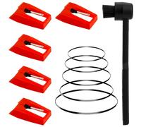 5 Agujas para Tocadiscos Vinilos, Agujas para Tocadiscos con 5 Correas para Tocadiscos y 1 Cepillo de Limpieza Accesorios para Agujas para Tocadiscos para Crosley Victrola (Rojo)