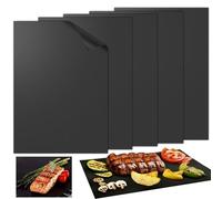 5 alfombrillas para barbacoa de gas, reutilizables, 40 x 33 cm, papel de horno reutilizable, resistentes al calor, lámina para hornear permanente, alfombrilla para barbacoa de gas y carbón vegetal