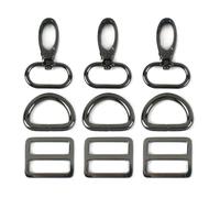 5 anillas en D multiusos de 16-38 mm, hebillas metálicas y deslizadores ajustables para correas de bolsos, correas y accesorios para manualidades.,38 mm