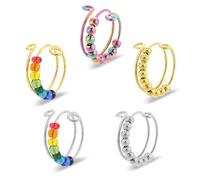 5 Anillos Antiestrés Ajustables, Set con Anillos Giratorios de Ansiedad Coloridos para Niñas y Mujeres