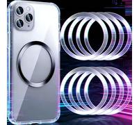 5 anillos de metal para carga inalámbrica magnética, placas adhesivas de acero inoxidable para iPhone y Samsung, soporte de teléfono de coche (plateado)