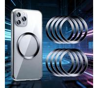 5 anillos de metal para carga inalámbrica magnética, placas adhesivas de acero inoxidable para iPhone y Samsung, soporte de teléfono de coche (negro)