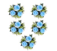 5 anillos pequeños para candelabros, coronas de rosas artificiales para centros de mesa de boda, decoración de fiestas, corona de flores artificiales