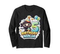 5 años cumpleaños Ninja Boys Five 5th Fifth Kids Party Fun Manga Larga