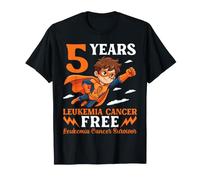5 Años Naranja Leucemia Cáncer Libre Superhéroe Niño Superviviente Camiseta