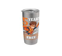 5 Años Naranja Leucemia Cáncer Libre Superhéroe Niño Superviviente Vaso térmico de acero inoxidable de doble pared