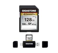 【5 Años Recuperación de Datos Gratis】 GIGASTONE 128GB Tarjeta SD con Lector de Tarjetas USB Tipo C, V30 4K Ultra HD UHD Video Compatible con cámara Digital Canon, Sony, Panasonic con 1 Minicaja