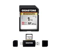 【5 Años Recuperación de Datos Gratis】 GIGASTONE 1TB Tarjeta SD con Lector de Tarjeta USB Tipo C 4K Camera Pro, hasta 150/120MB/s,V30 U3 UHD Video, Canon, Sony, Pentax, Kodak, Olympus