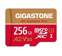 【5 Años Recuperación de Datos Gratis】 GIGASTONE Tarjeta de Memoria de 256GB, 4K Camera Pro, Velocidad de hasta 100MB/s, para GoPro, dji, Drone, 4K Video A2 V30 U3 MicroSDXC con Adaptador
