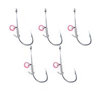 5 anzuelos de pesca de púas con agujeros que se adaptan a varios entornos, ganchos fijos de camarón vivo para aparejos de pesca de lubina, anzuelo de acero