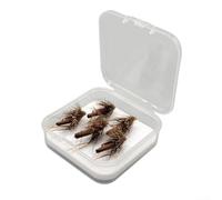 5 anzuelos secos para moscas, atados a mano con pelo de ciervo para pesca de truchas y lubina, atracción efectiva de peces en lagos y ríos (12#)