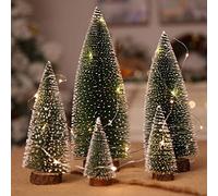 5 árboles de Navidad Artificiales, Mini árbol de Navidad y Luces de Cuerda de Alambre de 3 m / 3,28 Yardas, decoración en Miniatura Mesa Interior, Mini árboles Ornamentos árboles de Mesa para Fiesta
